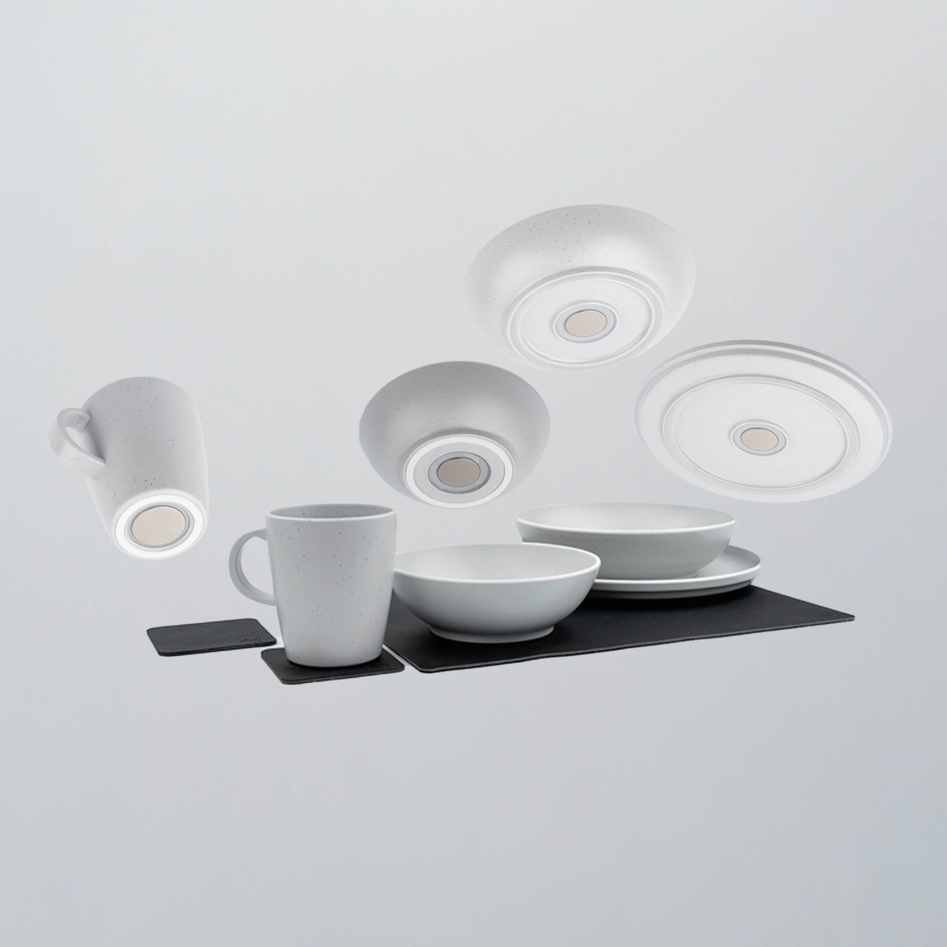 Magnetic Plastic Tableware Set DOLOMIT GREY