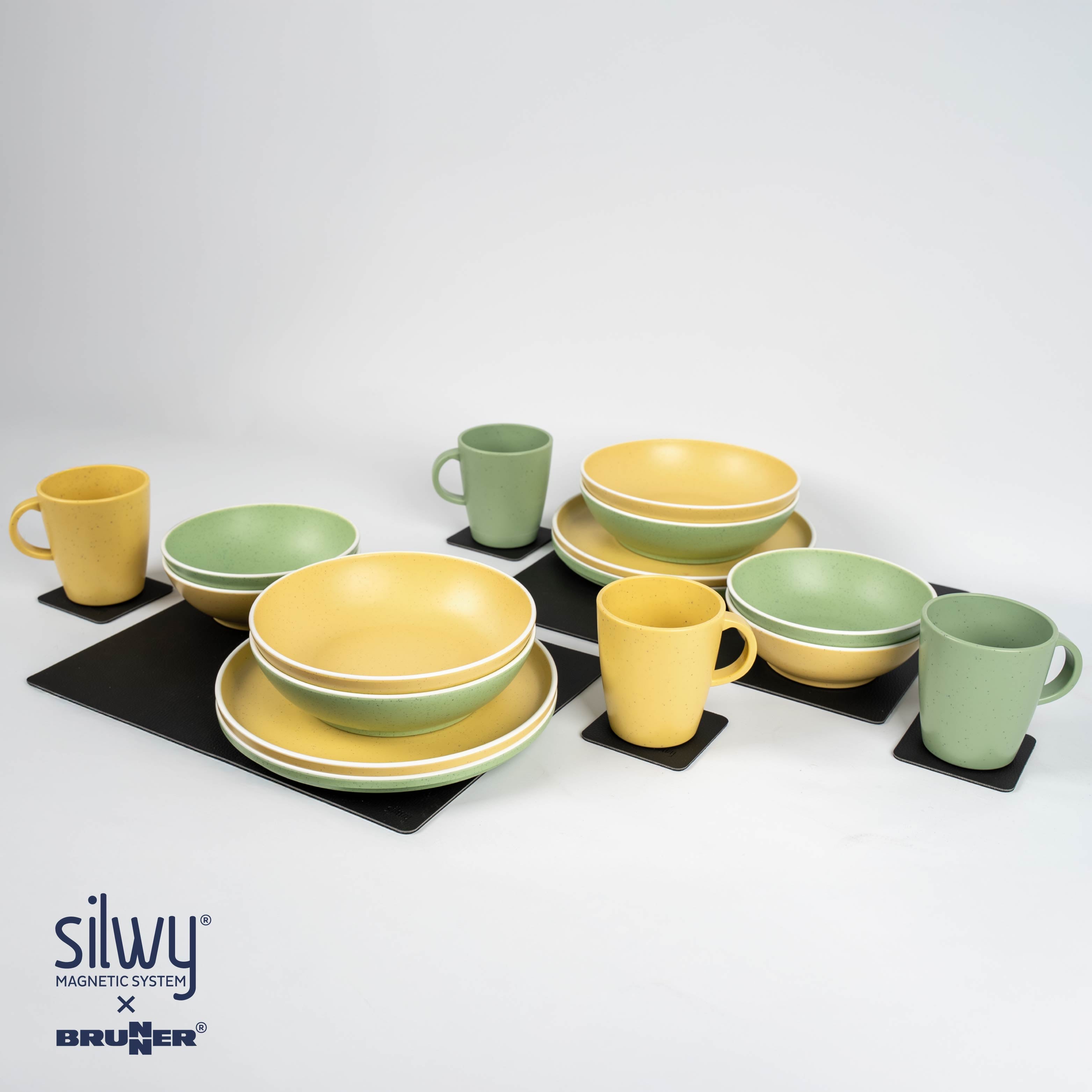 Kunststoffgeschirr-Family-Set green/yellow