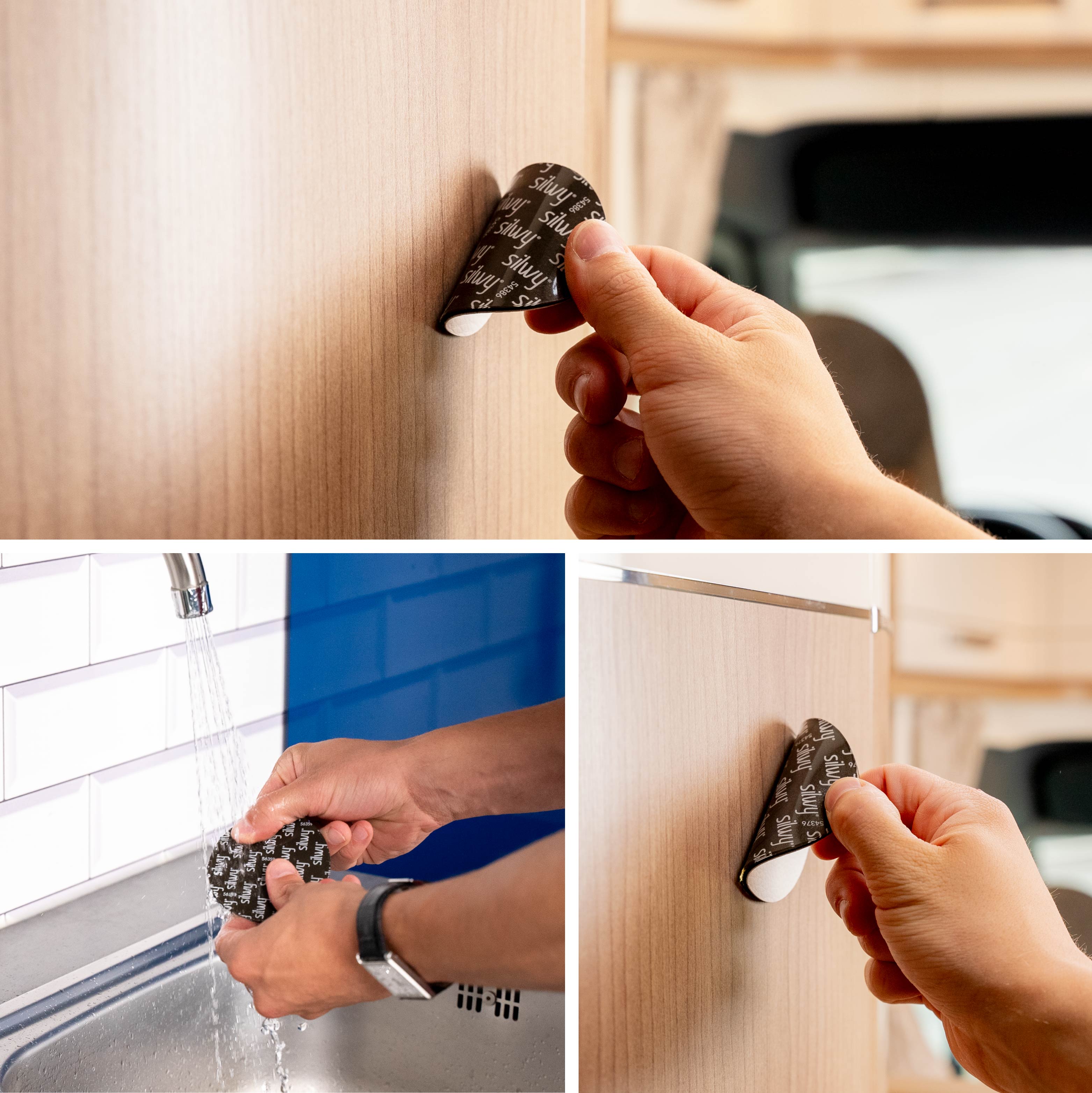 Das Metall-Nano-Gel Pad kann jederzeit rückstandslos entfernt und mit klarem Wasser gereinigt werden.