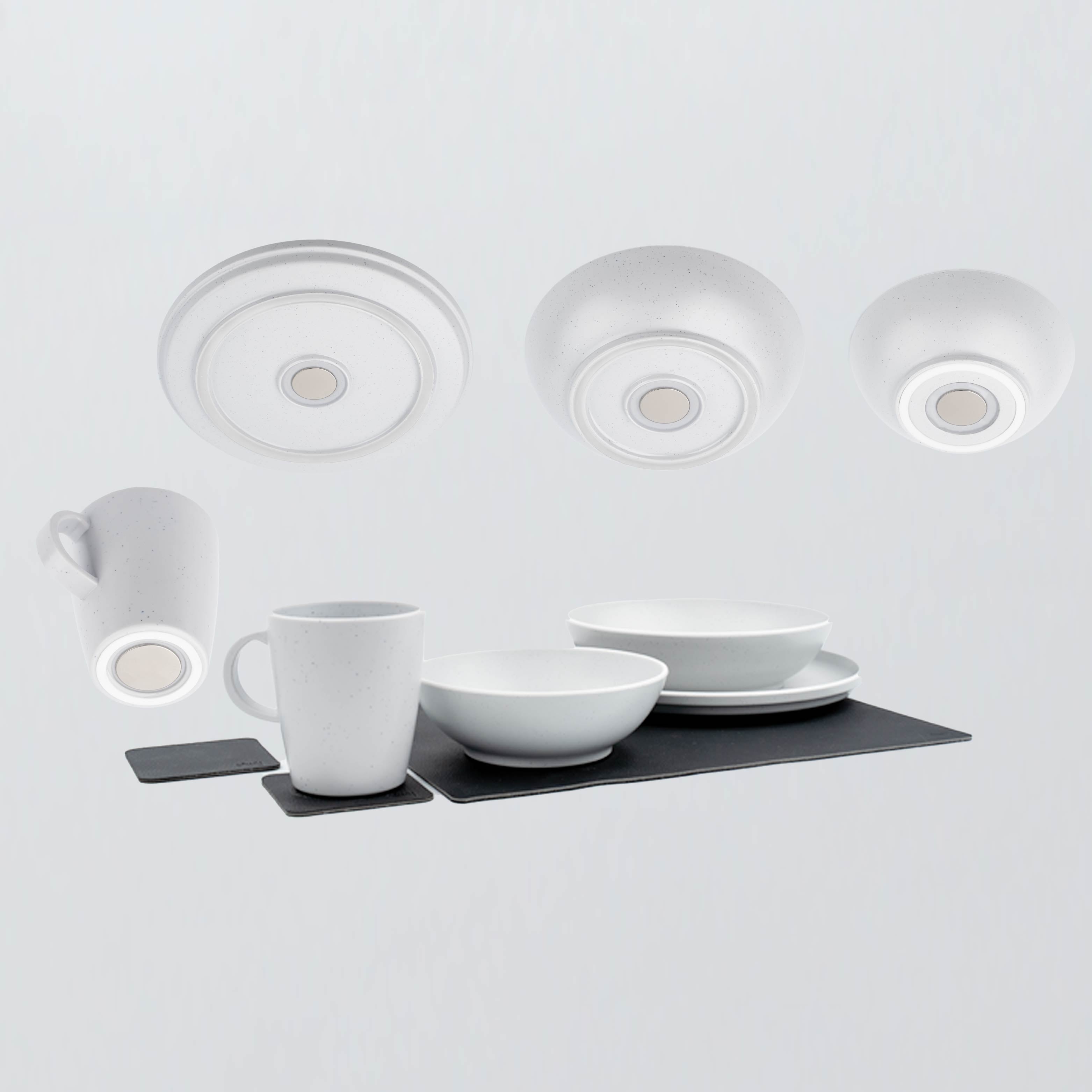 Magnet-Kunststoff-Geschirrset white Freisteller