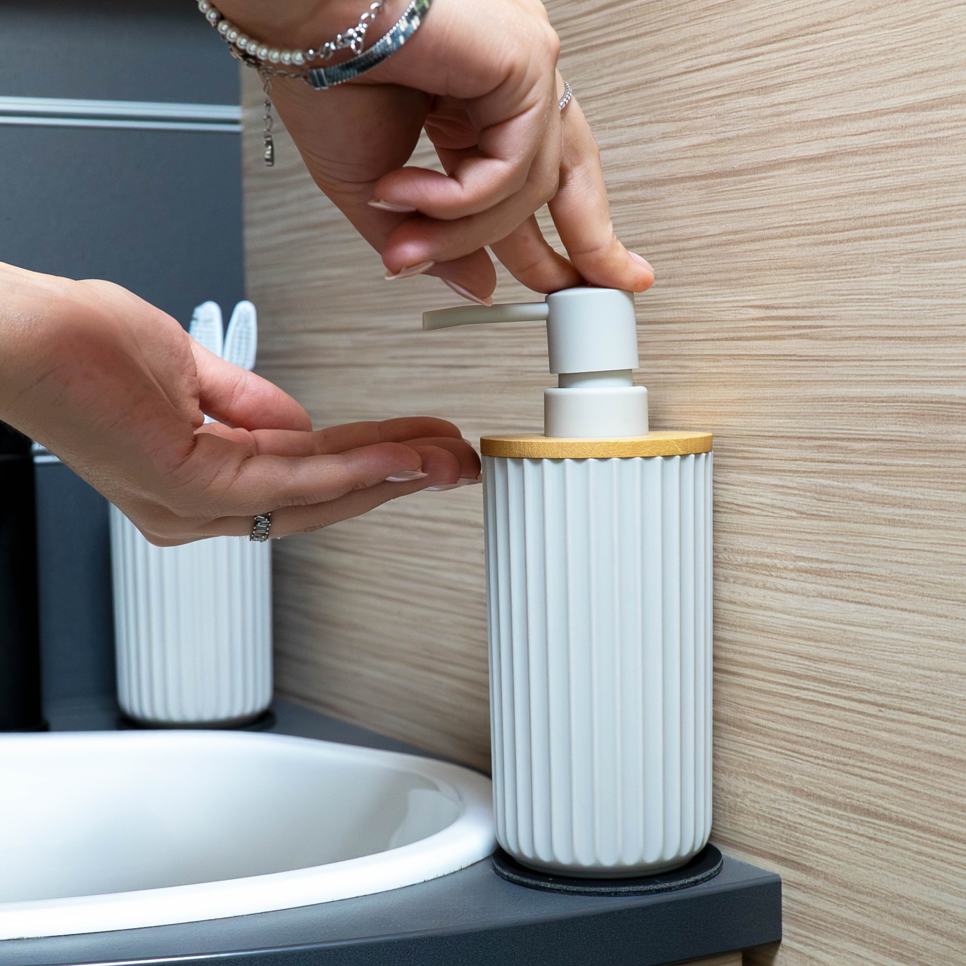 Dispensador de jabón magnético y vaso de cepillo de dientes magnético con almohadillas incluidas