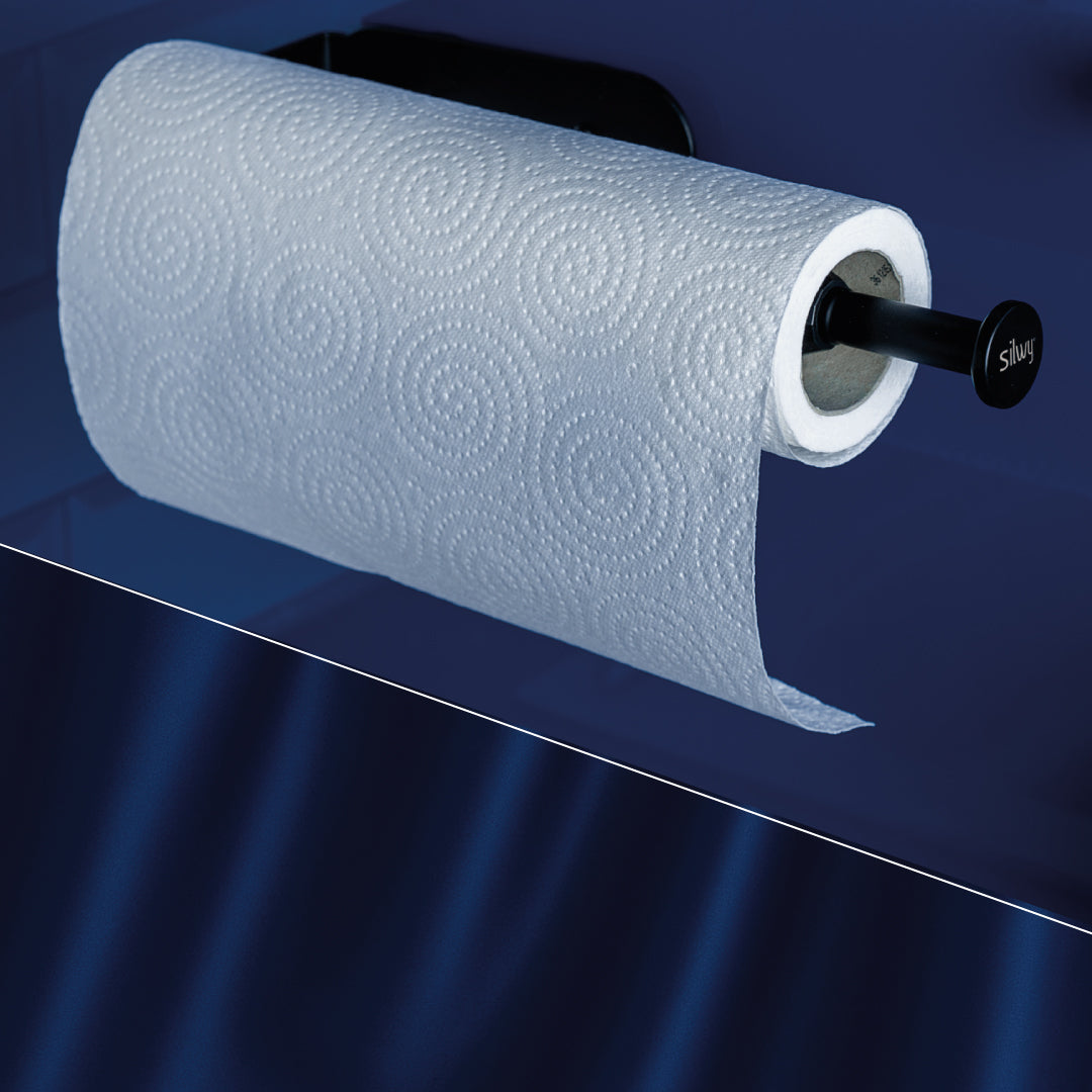 Magnetic kitchen roll holder including metal bar