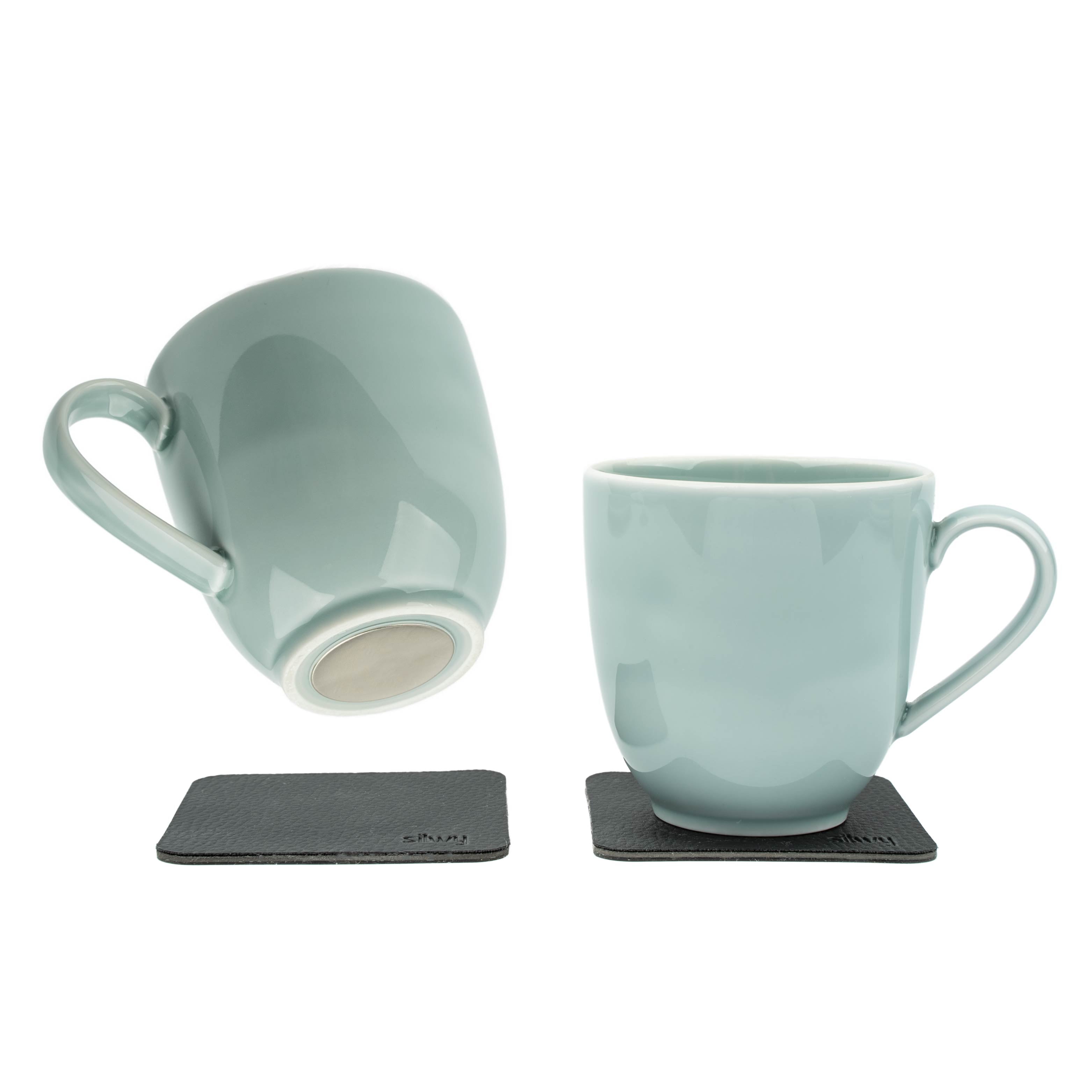 Magnetic porcelain cups CYAN