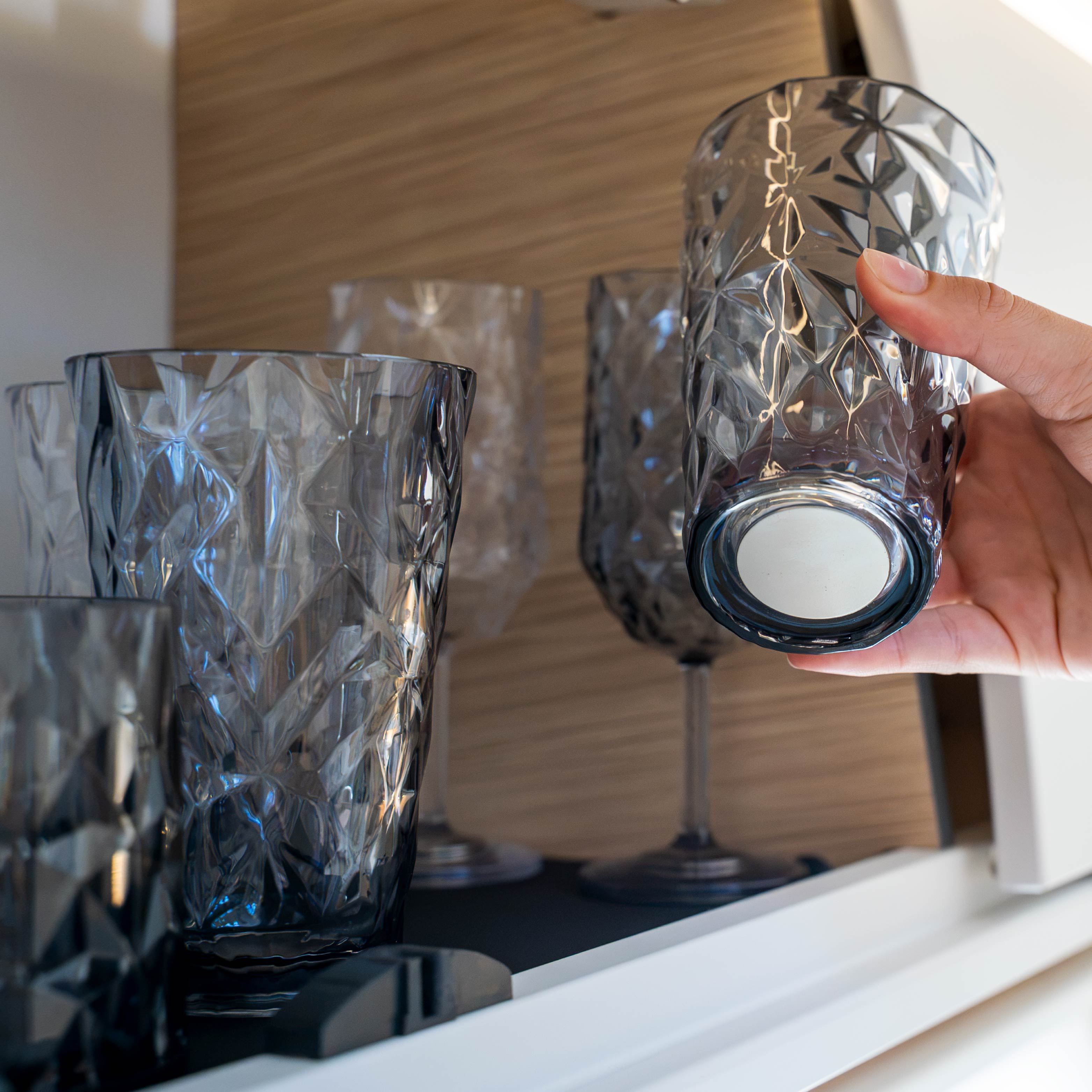 Magnet-Kunststoffgläser LONGDRINK GREY PRISMA