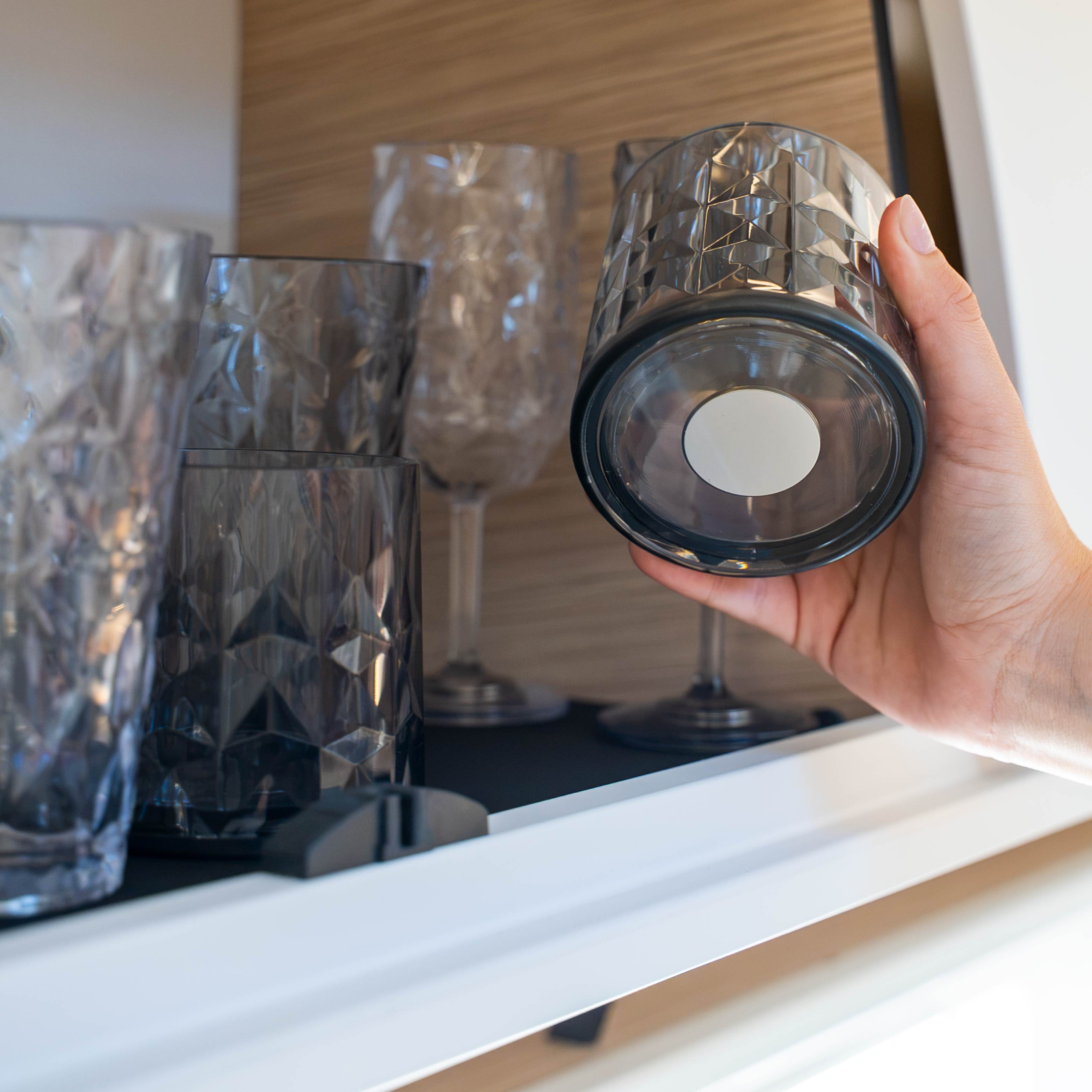 Magnet-Kunststoffglas TUMBLER GREY ohne Pad