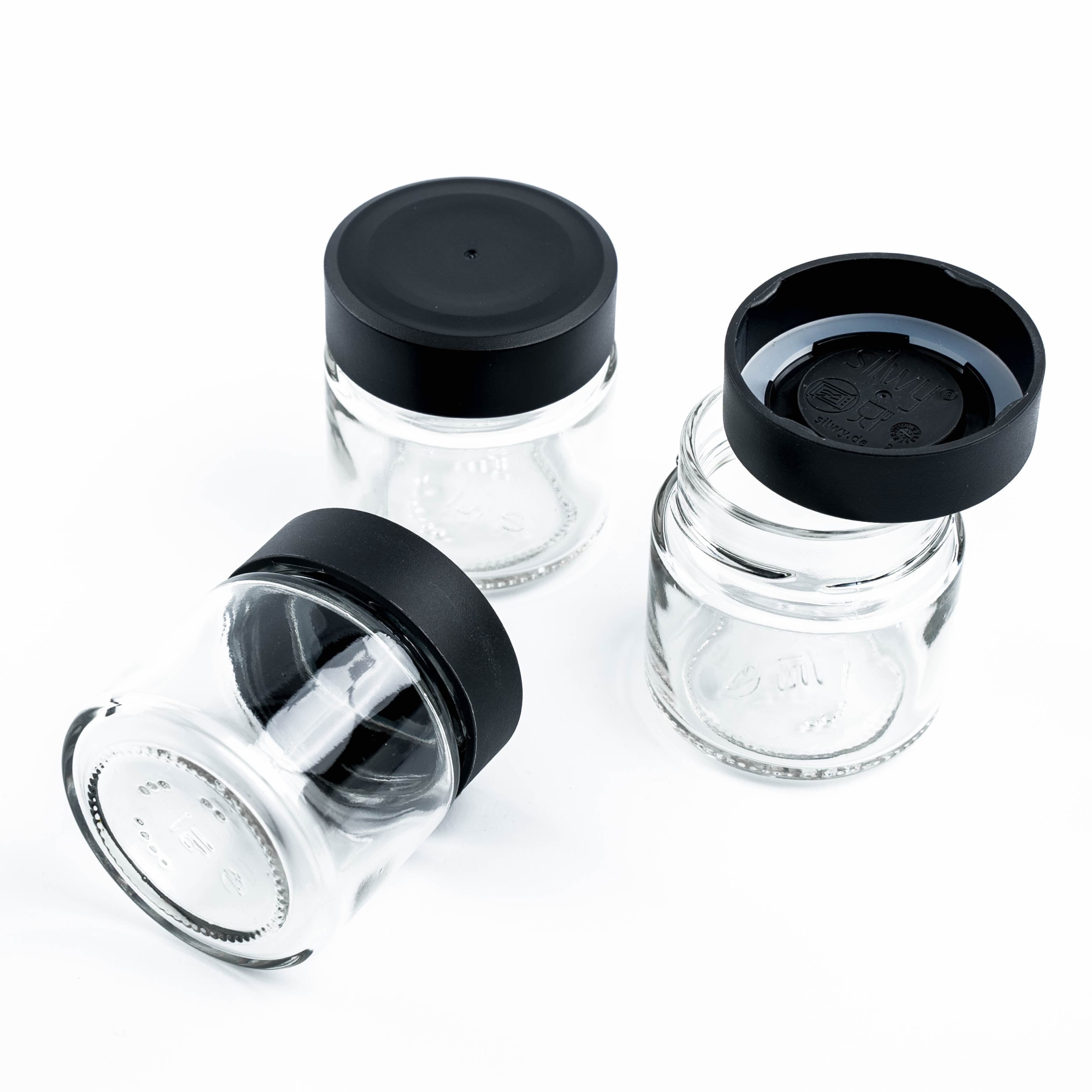 Bocaux de charcuterie magnétiques BLANC &amp; CLASSIQUE 125 ml avec rebords BLANCS